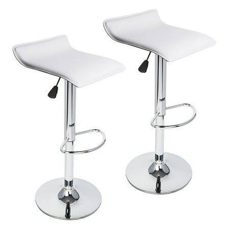 Cannon Low Profile Swivel Base - 2 Pcs White Modern Bar Stool Pub Counter Adjustable Swivel Low Profile Chair