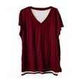 thumbnail image 5 of Red Women's Short Sleeve T-shirt, Womens Summer Daily Casual V Neck Shirts Short Sleeve Tops Blouses Loose Fit Shirt,Women's Short sleeve T-shirt L, 5 of 5
