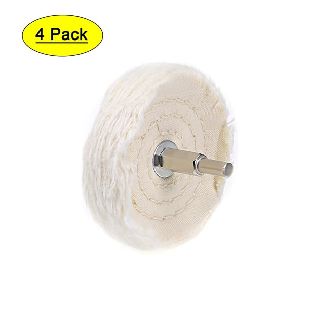 Rueda de almohadilla de pulido de algodón de 3 pulgadas Uxcell con mango de 1/4 de pulgada para aluminio, acero inoxidable, cromo, paquete de 4