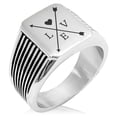 thumbnail image 1 of Stainless Steel Heart Love Arrow Compass Needle Stripe Pattern Biker Style Polished Ring, 1 of 1