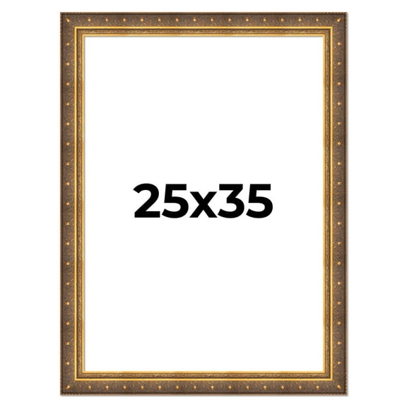 25x35 Frame Vintage Gold Solid Wood Picture Frame | 2.5 Inch Moulding Width | Ornate Bronze Museo