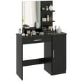 thumbnail image 1 of HOMCOM Coiffeuse, Table de Maquillage avec Miroir et Étagères de Rangement, Noir, 1 of 10
