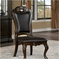 thumbnail image 2 of JERFIT Traditional Dining Chairs Set of 2, Walnut Brown Upholstered Side Chairs with Leatherette Seat and Carved Wooden Legs for Formal Dining Room, 2 of 9