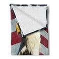 thumbnail image 2 of Eagle Soft Flannel Fleece Throw Blanket, United States of America Flag with of the Country Looking into the Horizon, Cozy Plush for Indoor and Outdoor Use, 60" x 80", Multicolor, by Ambesonne, 2 of 5
