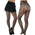 thumbnail image 3 of ToBeInStyle Women's Lace Spandex Pantyhose - Floral Garden Bouquet - Black, 3 of 7