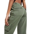 thumbnail image 5 of NFTOEIULA Women Mid Waist Multiple Pockets Straight Wide Leg Cargo Pants, 5 of 6