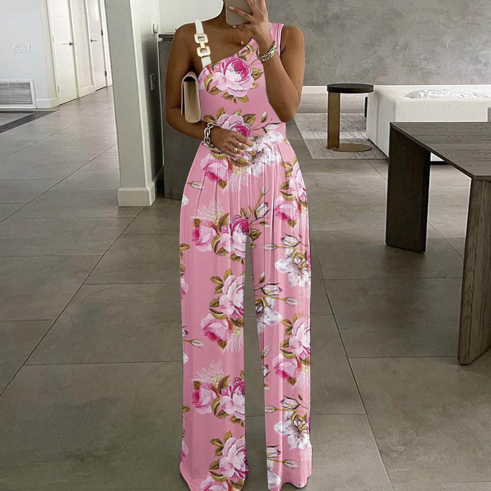 Pink Mirror Cape One Shoulder Jumpsuit - Absolutely Desi