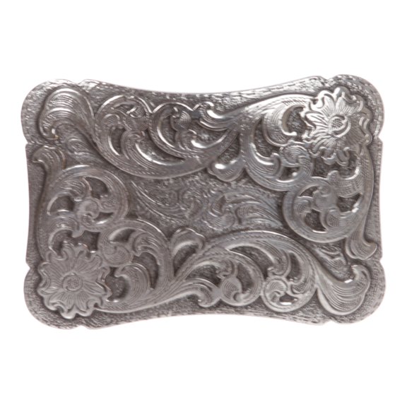 Western Solid Brass Engraved Rectangular Belt Buckle
