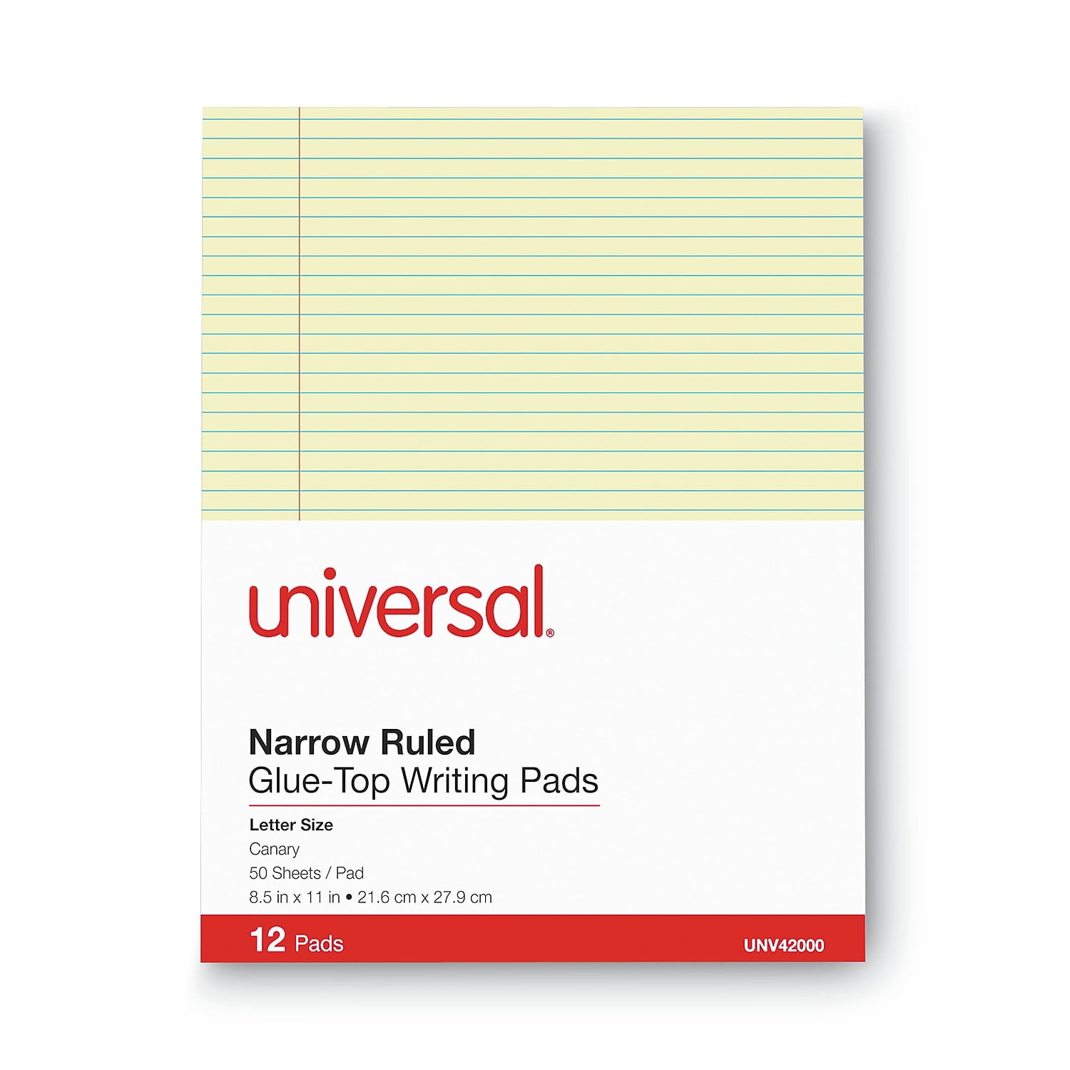glu TOP PAD, NARROW RULE, ltr, CANARY (50 Sheets, 1-Dozen)