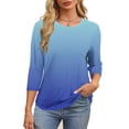 thumbnail image 3 of Long Sleeve Going Out Tops Fashion Tees Casual Crewneck 3 4 Sleeve Loose T Shirt Ladies Tops Blouses Shirts, 3 of 6
