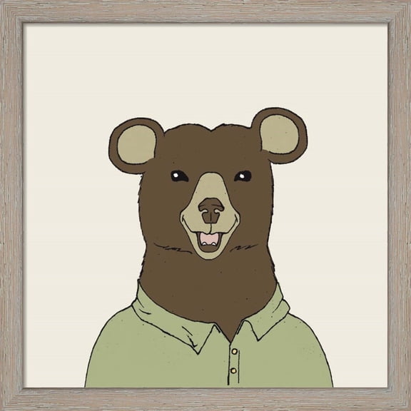 Great Art Now Bear on Cream by Wild Apple Portfolio, Framed Wall Art, 13W x 13H