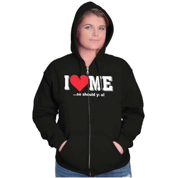 I Love Me Funny Flirty Valentines Day Zip Hoodie Sweatshirt Women Brisco Brands S