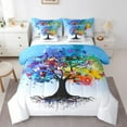 thumbnail image 1 of Tree Of Life 7 Piece Comforter Set Full Bed in a Bag,Colorful Tie Dye Bedding Sets Watercolor Butterfly Sheet Set with Comforter,Gradient Rainbow Iridescent Bed Set, 1 of 5