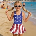 thumbnail image 3 of DISNIMO Star Stripe Printed Girls One Piece Swim Dress Hawaiian Beach Swimsuit with Skirt Quick Dry Swimwear Sleeveless Bathing Suit Size 3-13, 3 of 8