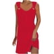 thumbnail image 1 of Mini vestido plisado sin mangas con cuello en V para mujer: informal, fluido, adecuado para fiestas/playa, se ajusta a la talla, 1 of 7