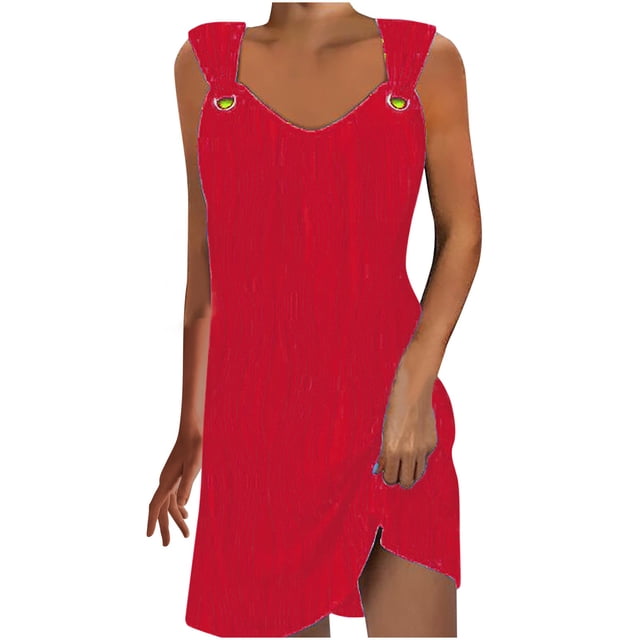 Mini vestido plisado sin mangas con cuello en V para mujer: informal, fluido, adecuado para fiestas/playa, se ajusta a la talla