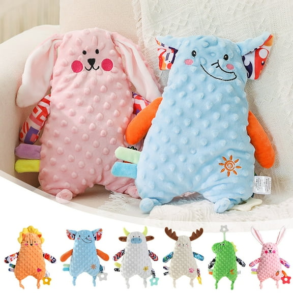 ABPWLY Toys Soothing Doll with Silicone Teether Rattle Paper Kid Handkerchief Soft Plush Toy for Childrens Newborns Multiple Styles Toys