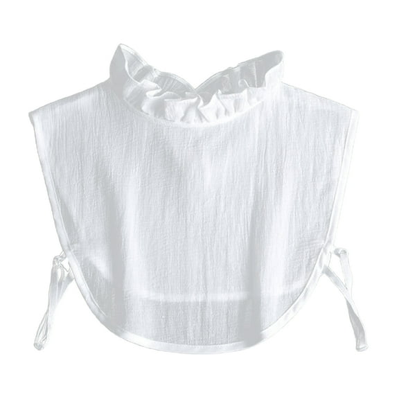 HeroNeo Women Stand Ruffled False Fake Collar Shirt Accessories Hollow Out Keyhole Adjustable Necktie Dickey Detachable White Pullover Half Blouse