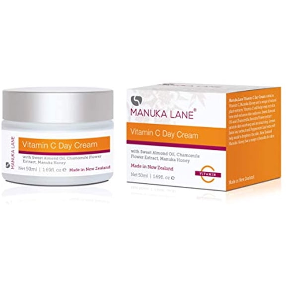 Vitamin C Day Cream for Face and Neck with Chamomile Flower Extract, Manuka