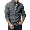 thumbnail image 4 of Matchstick Men's V-Neck Shawl Collar Button-up Cardigan Cotton Knitted Sweater with Pockets, 4 of 9