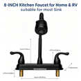 thumbnail image 6 of RV Kitchen Faucet, 360° Swivel Sprayer with 2 Modes & 2 Grip Handles, Non‑Metallic Corrosion‑Resistant Replacement for Campers, Trailers & Motorhomes ,Fit for 8‑Inch 2/3‑Hole Sink Decks , Matte Black, 6 of 9