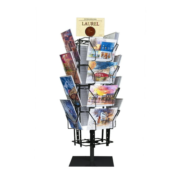 FixtureDisplays® Up to 9.9" Wide 16 Adjustable Pockets Display Rack, Greeting Post Card Christmas Holiday Spinning Rack Stand.Pocket Size: 4.5-9.9" Wide X 5.8" Tall, 16 Pockets. 11602-BLACK