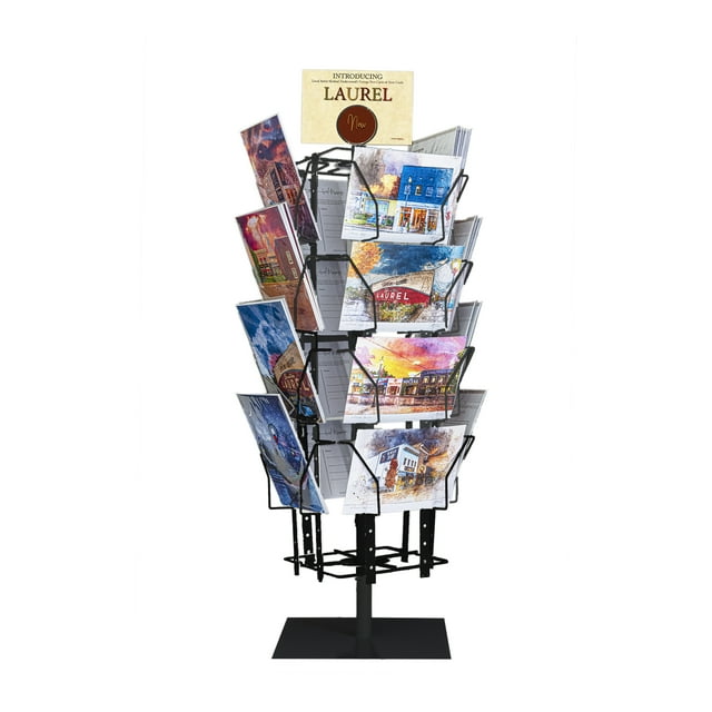 FixtureDisplays® Up to 9.9" Wide 16 Adjustable Pockets Display Rack, Greeting Post Card Christmas Holiday Spinning Rack Stand.Pocket Size: 4.5-9.9" Wide X 5.8" Tall, 16 Pockets. 11602-BLACK