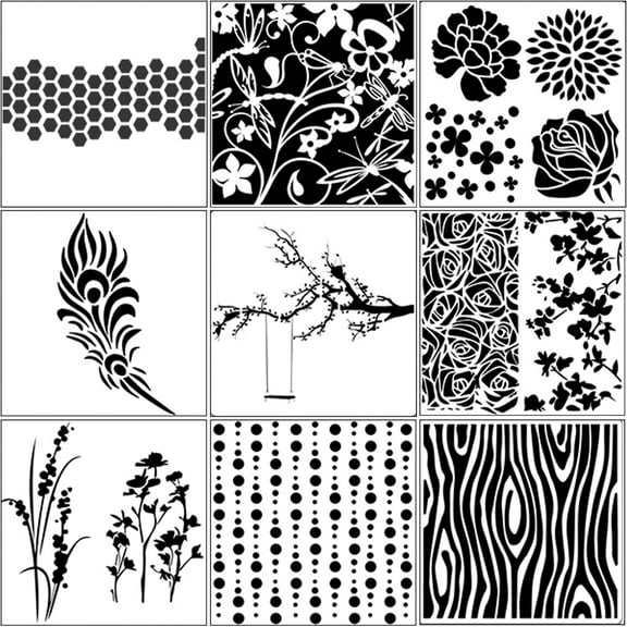 9pcs/set Tree Airbrush Painting Stencil DIY Scrapbooking Album Craft Reusable