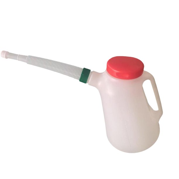 Jarra medidora de aceite de 5 l con escala y tapa, resistente y a prueba de fugas con vertedor. anillo verde