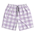 thumbnail image 3 of Uemuo Purple Checkboard Pattern Men's Swim Trunks Hawaiian Beach Bathing Suit Swimsuits Beach Quick-Dry Shorts with Pockets-Medium, 3 of 9