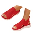 thumbnail image 3 of EliteGoogv Womens Mesh Sandals Open Toe Slip On Flat Summer Beach Shoes Sandals For Women Comfortable Walking Shoes Womens Sandals Red US :9.5, 3 of 8