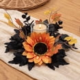 thumbnail image 4 of CPHDW7 Patriotic Wreath, Artificial Fall Candle Ring with Maple Leaves and Sunflowers, Autumn Decor for Kitchen Cabinet Mantel, 4 of 8