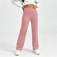 thumbnail image 5 of Women Button Decor Elastic High Waist Wide Leg Pants, Loose Casual Solid Trousers, Daily Street Lounge Pants with Side Pockets Pink XL(XL), 5 of 7