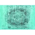 thumbnail image 1 of Ahgly Company Machine Washable Indoor Rectangle Oriental Turquoise Blue Industrial Area Rugs, 7' x 10', 1 of 4