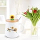 thumbnail image 5 of Tazas de cerámicatazas de té de café con patrón de girasol Tazas con tapas y cucharastazas de agua de cerámica de 420 ml para beber té de café Agua de leche de cacaoBlanco1 Khall 3.1182E+12, 5 of 6