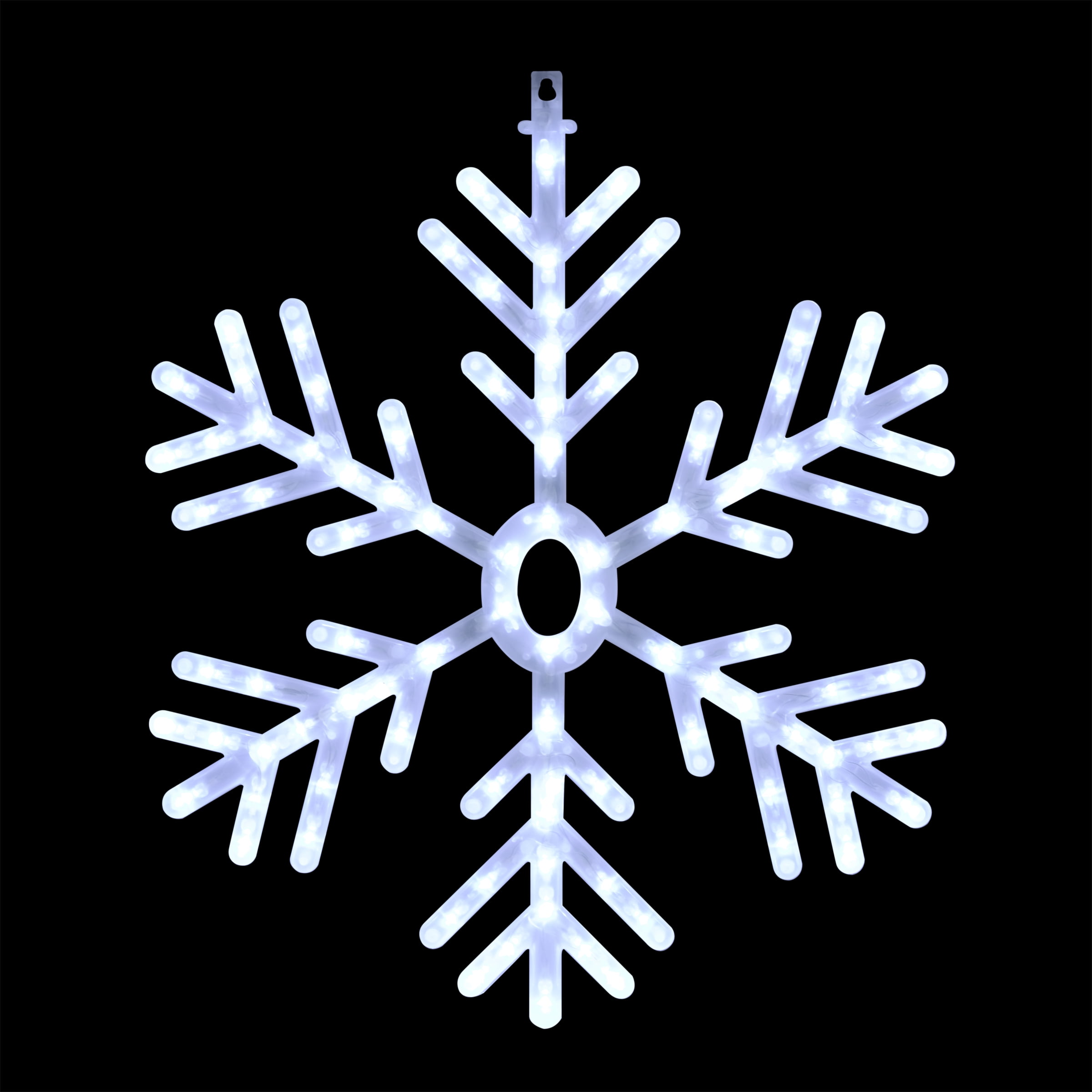 Alpine Corporation 20" x 24" Hanging Light-Up Snowflake Holiday Decoration, White