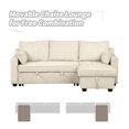 thumbnail image 4 of 90" Pull Out Sleeper Sofa L-Shaped Couch Convertible Sofa Bed with Storage Chaise, Storage Racks and USB Ports, Beige, 4 of 9