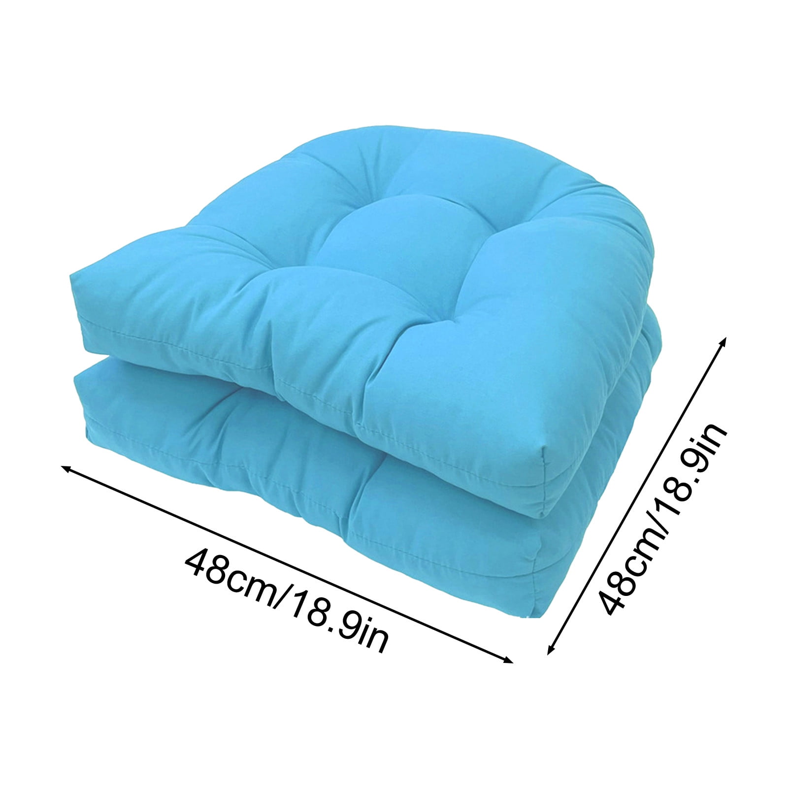 JingChun Indoor/Outdoor Tufted Seat Cushions for Patio Furniture Set of 2, Outdoor Chair Cushions - Overstuffed Patio Furniture Cushions for Wicker Chair with Round Corner