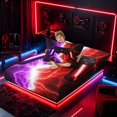thumbnail image 4 of meiyoeat Neon Lightning Gaming Twin Sheet Sets for Boys Girls, Electric Gamer Bedding, Purple Red, 3-Piece, 1 Flat Sheet, 1 Fitted Sheet and 1 Pillowcase, 4 of 6