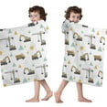 thumbnail image 4 of Cartoon Construction Vehicles Geometric Shapes Hooded Bath Towel，50"x30" for Ages 3 To 12 Kids, Quick Dry Lightweight Soft Microfiber Hood Beach Towel Cover Up for Kids, 4 of 7