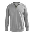 thumbnail image 4 of DDAPJ pyju Men's Long Sleeve Polo Sweatshirt Lapel V Neck Pullover Contrast Collar Golf Sweatshirts Business Casual Polos Gray XL, 4 of 6
