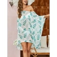 thumbnail image 3 of Charmo Womens One Shoulder Swimwear 3/4 Sleeve Loose Beachwear Coverups, 3 of 4