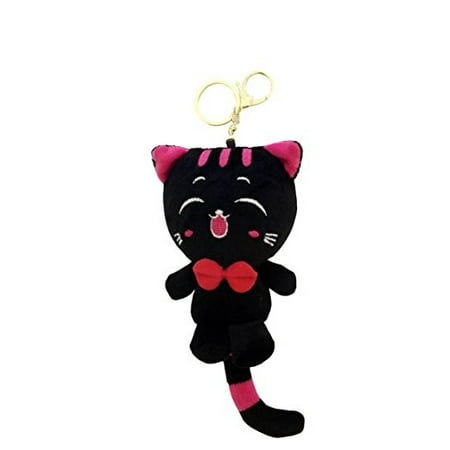 Cute and Soft Baby Mascot Black Cat Stuffed Animal with Key Chain Assorted Colors Ramdonl Picked -1 piece per order-