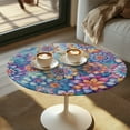 thumbnail image 2 of SEANATIVE 2 Pieces Round Table Covers with Elastic Edged 24 x 24 Inch Cocktail Tablecloths Decorative High Top Table Cloth Table Decorations for Banquets Celebrations, Boho Flower Pattern, 2 of 7