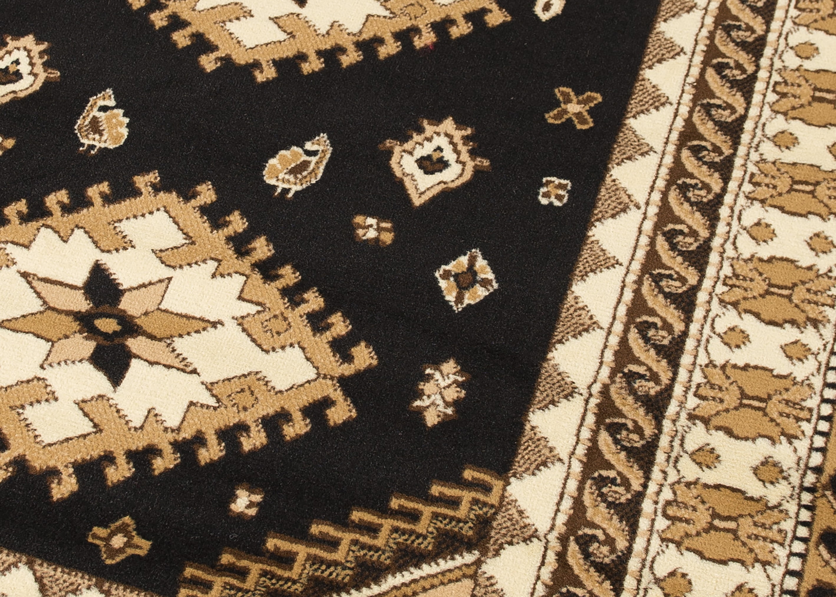 United Weavers Plaza Fleur Runner Rug, Bordered Pattern, Black, 2'3 X 7'2"