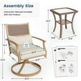 thumbnail image 2 of Poteban 3 Pieces Swivel Rocker Outdoor Chairs Set, Patio Dining Chairs with Beige Thickened Cushions&Glass Top Table, Wicker Patio Bistro Set for Garden, Backyard, Lawn, Porch, 2 of 9