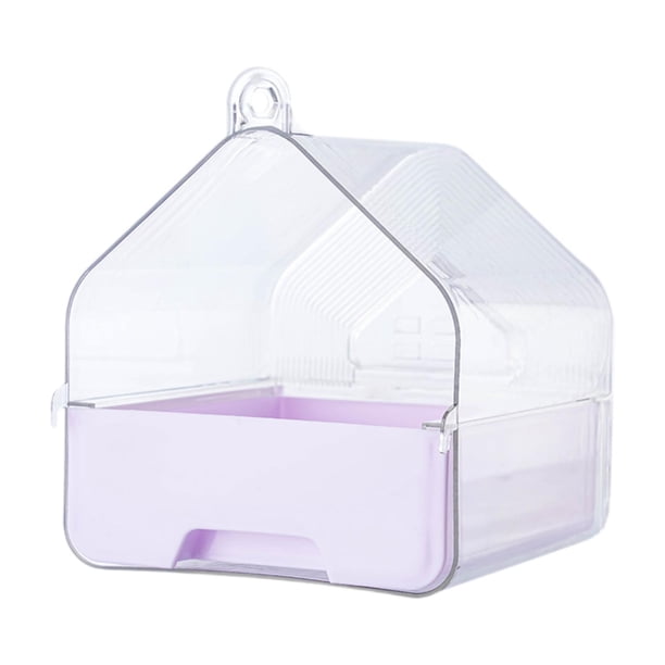 Bañera para loros, accesorios para jaulas de pájaros, caseta de baño para periquitos y pájaros pequeños Púrpura ligera