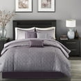 thumbnail image 2 of Madison Park Geometric Patterned 7-Piece King Jacquard Ombre Affect Comforter Set, Purple, 2 of 5