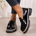 thumbnail image 2 of Rokment Women's Classic Leather Platform Oxfords Slip on Penny Loafers 2026 Spring Fall Fashion Casual Solid Color Chunky Lug Sole Mid Heel Walking Dress Shoes Black Size 6, 2 of 8