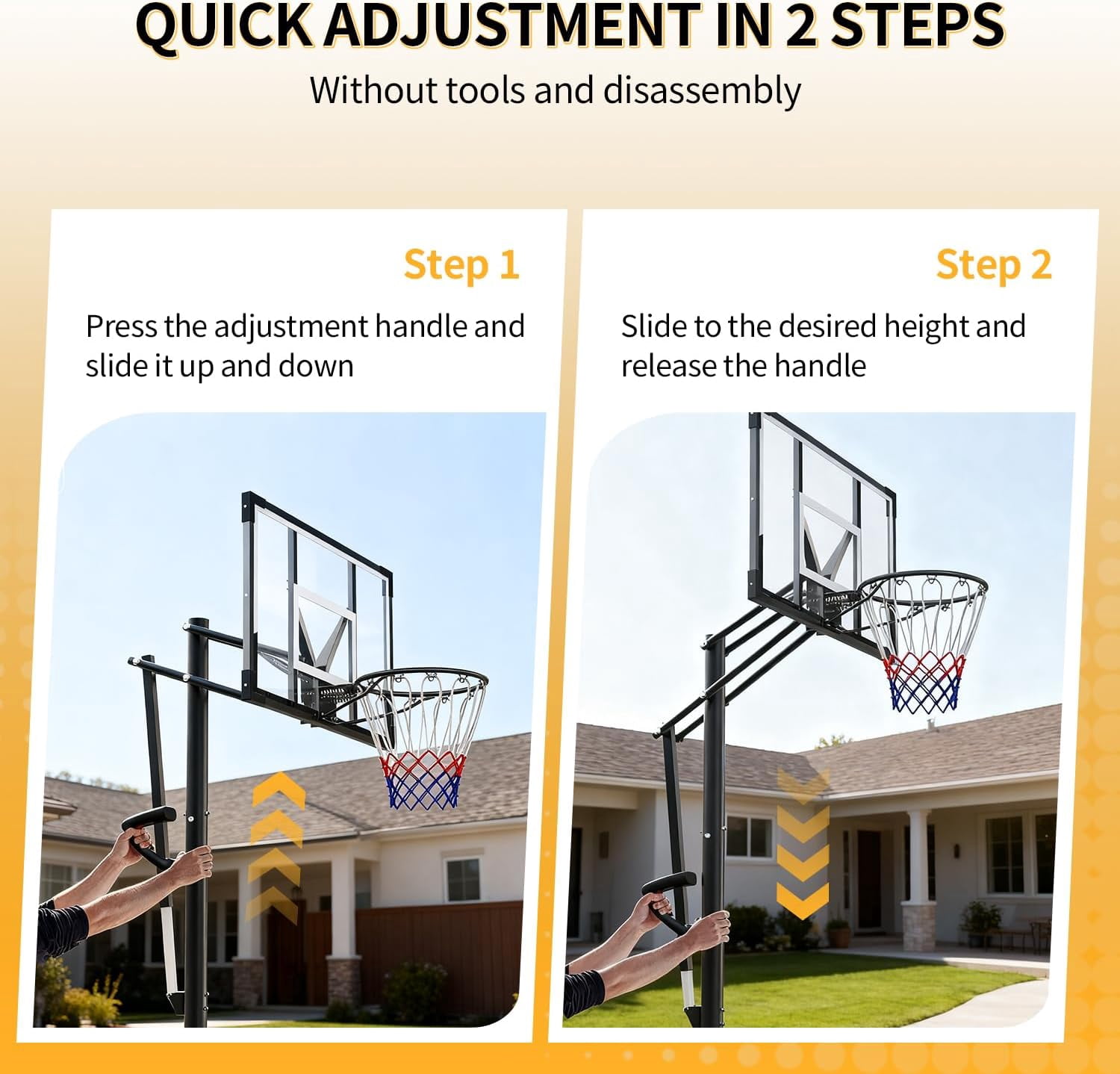 Portable Basketball Hoop 44 Inch Outdoor Backboard, 10FT Height Adjustable Basketball Goal for Teens, Kids and Adults, Play in Yard Park Gym Driveway Indoors
